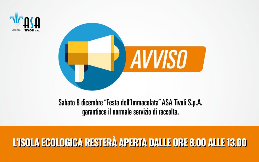 ASA – Avviso di servizio raccolta 8 dicembre