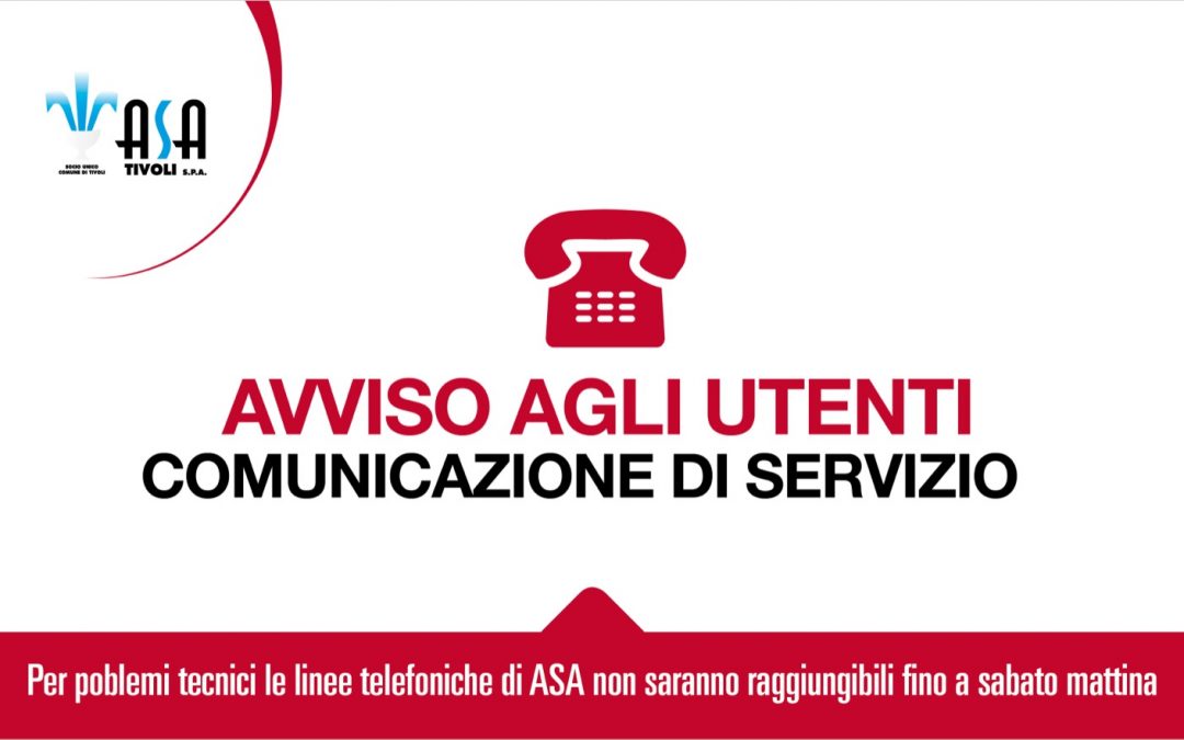 ASA – Comunicazione di servizio