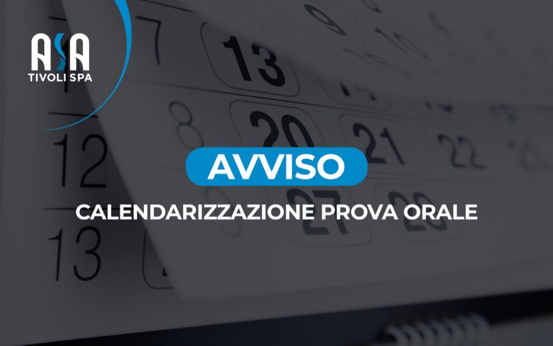 Avviso calendarizzazione prova orale