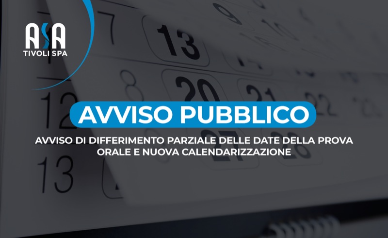 Avviso di differimento parziale delle date prova orale