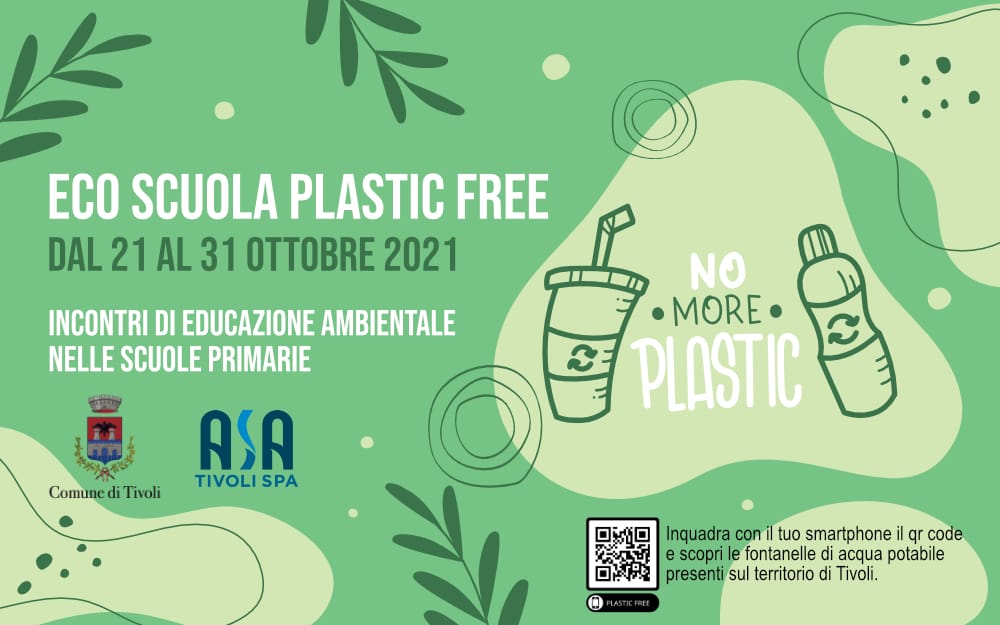 Al via il progetto Eco Scuola Plastic Free, iniziativa del Comune di Tivoli finanziata dal Consiglio Regionale del Lazio