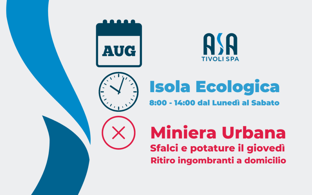 Cambio orario isola ecologica e sospensione servizi per il mese di agosto