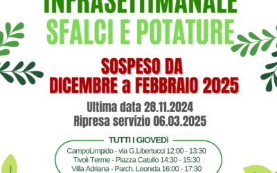 Sospensione servizio di raccolta infrasettimanale sfalci e potature