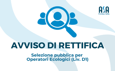 RETTIFICA AVVISO di Selezione Pubblica per Operatori Ecologici (Determinazione n. 1949/2026)